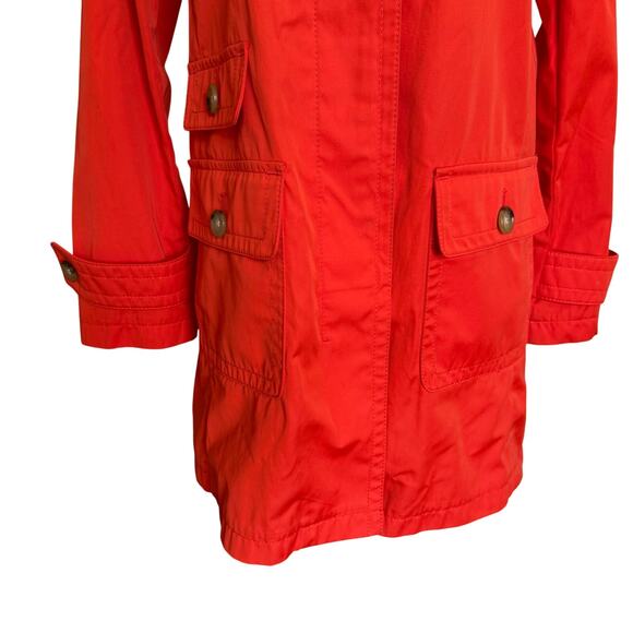 Talbots Coat Modern Mac Petite Size 6 Orange Trench Coat Rain Jacket Pockets - Picture 3 of 8